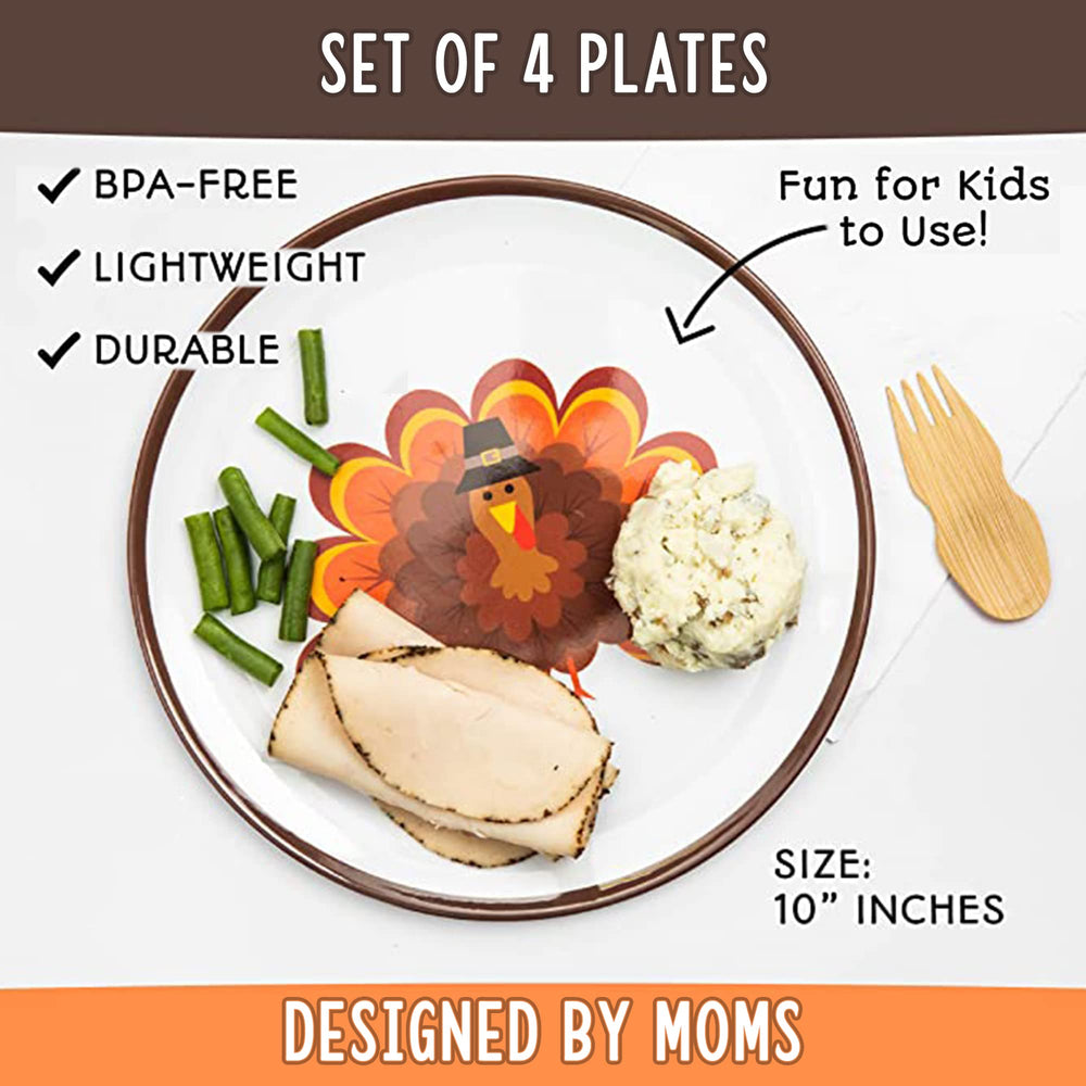 Tiny Expressions kids melamine plates with turkey design for holiday dining
