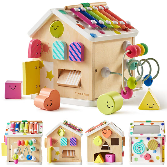Tiny Land 9-in-1 cube with xylophone for musical play and motor skills.