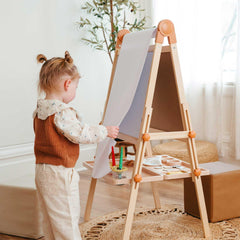 Three-height setup fits different ages from toddlers to early schoolers.