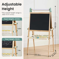Eco-friendly wooden Tiny Land easel in a bright green finish for kids