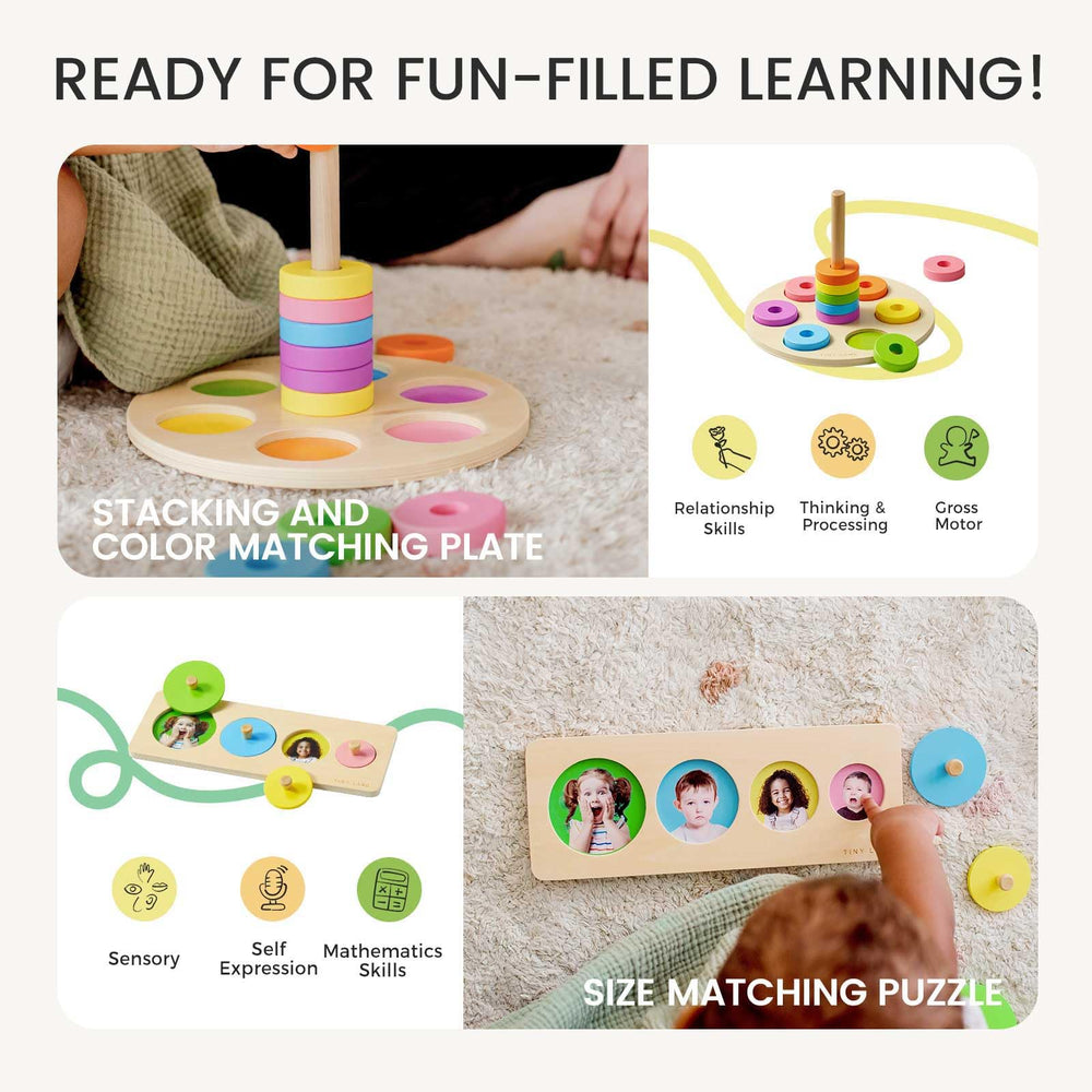 Tiny Land Montessori Toy Set color matching plate for visual discrimination.