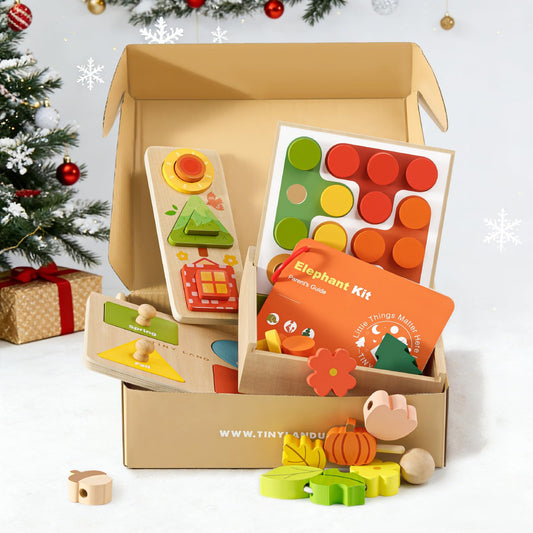 Tiny Land Montessori color sorting toy helps toddlers recognize colors while strengthening fine motor skills.