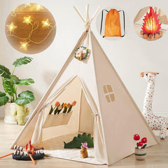 Tiny Land Teepee with star lights creates a cozy play glow for kids