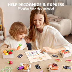 Tiny Land wooden play food oranges for color recognition and pretend nutrition planning.