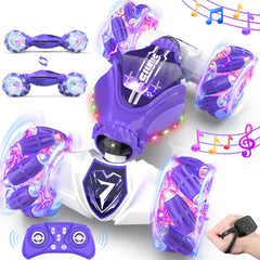 TinyFunz purple gesture-sensing RC car performs 360° drift for kids