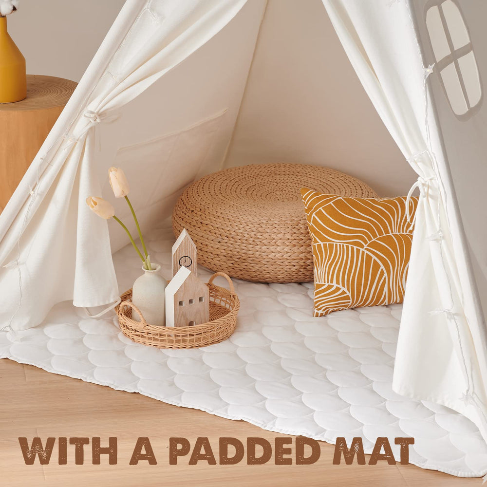 Upgraded wood poles of Tiny Land teepee for a sturdy frame