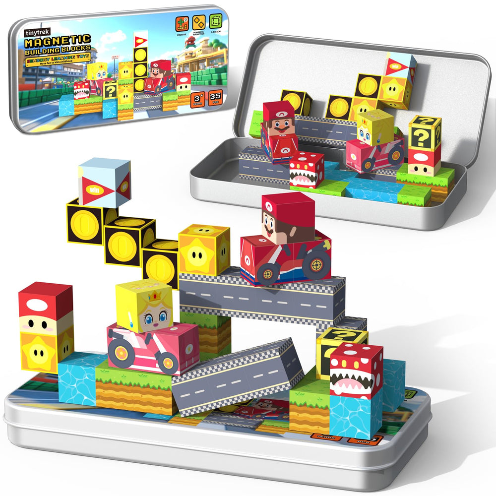 tinytrek 35-piece travel tiles box ready for on the go learning