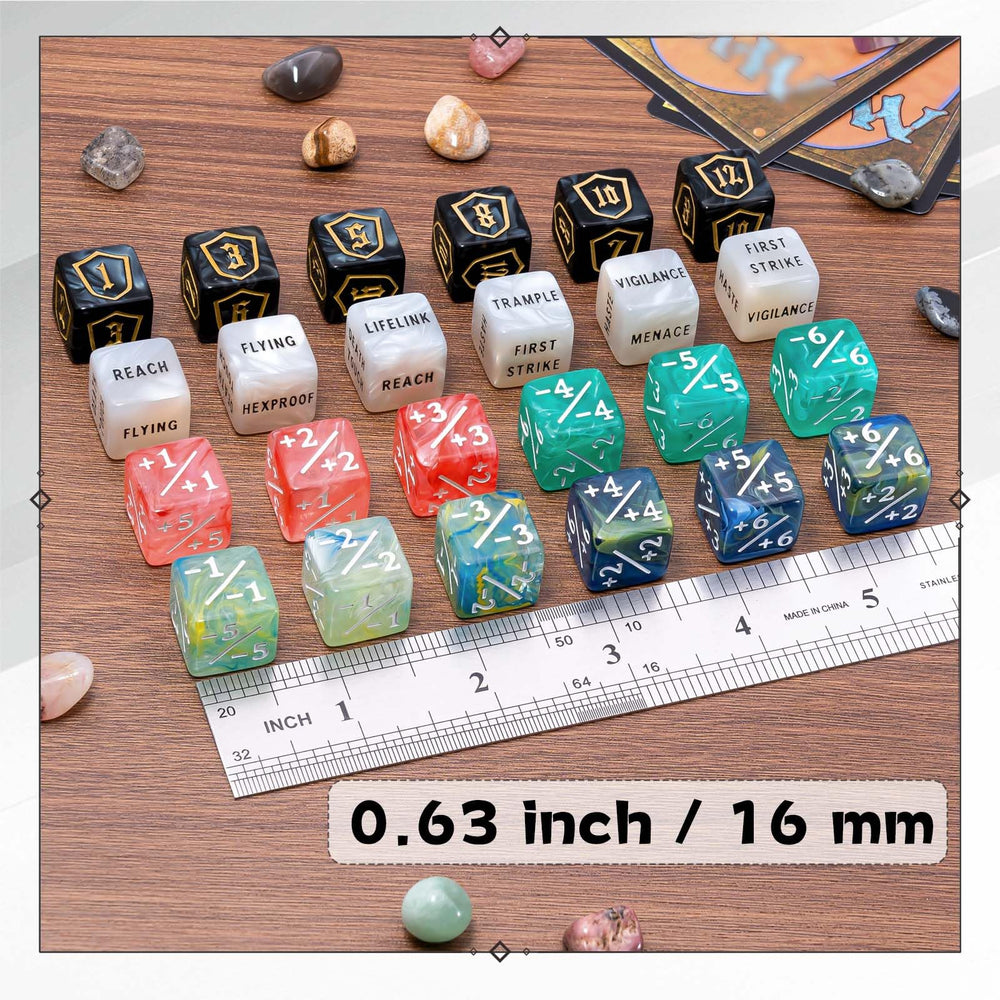 Tinzum keyword dice show abilities like vigilance and haste.