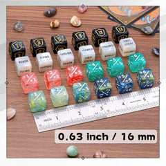 Tinzum keyword dice show abilities like vigilance and haste.