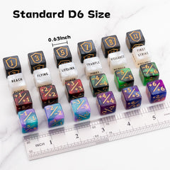 Tinzum shield dice for quick reference of protective effects.