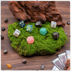 Tinzum velvet storage pouch keeps dice organized on the go.
