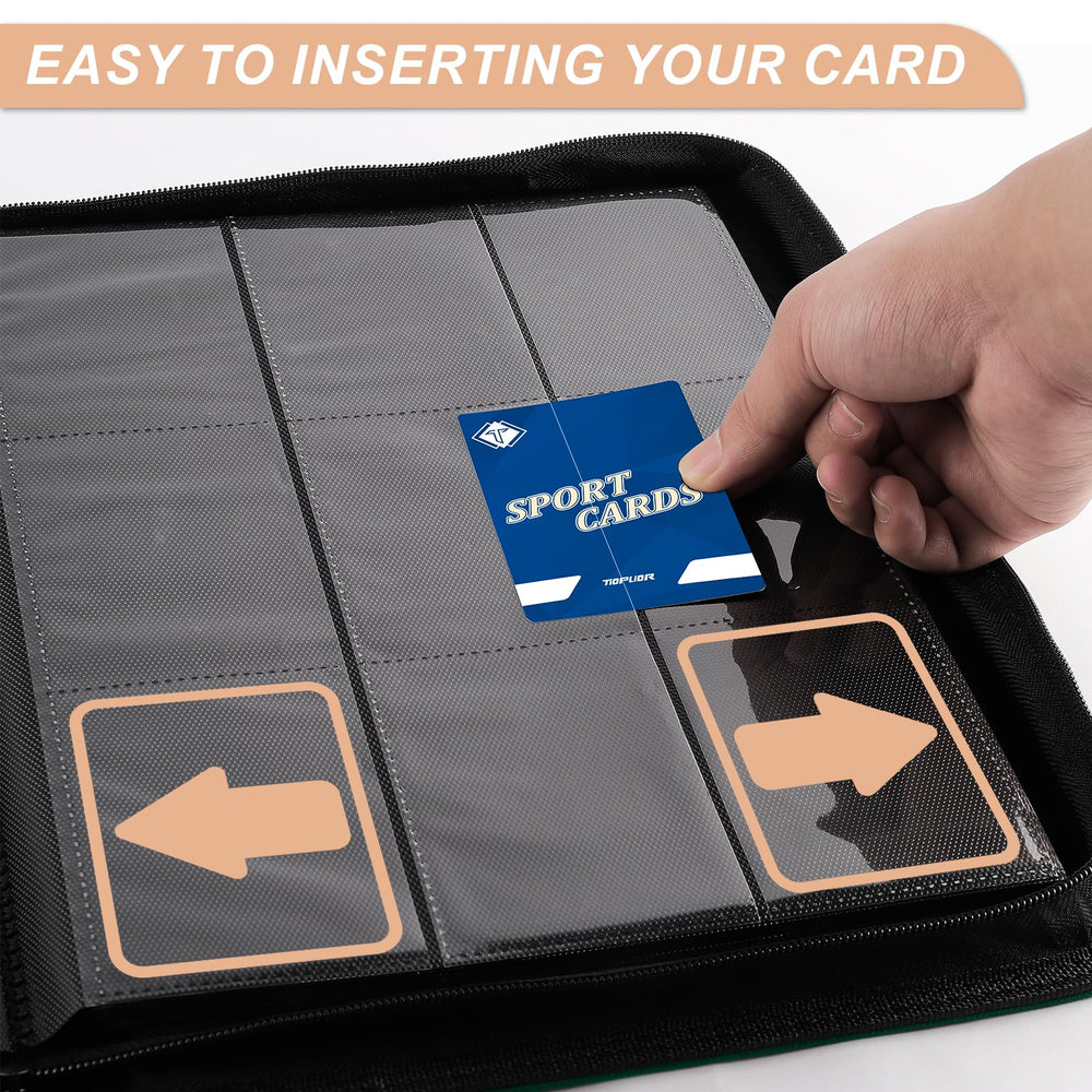 TiopLior binder handles standard 2.5 x 3.5 inch cards securely.