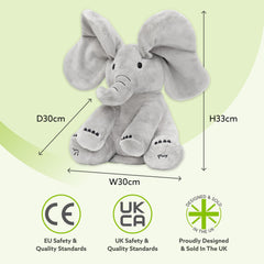 Tippi Peek a Boo Elephant toy safety-tested from birth for peace of mind