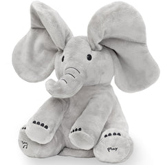 Tippi Peek a Boo Elephant toy right-foot press triggers peek-a-boo for babies