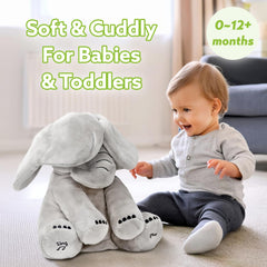 Tippi Peek a Boo Elephant toy singing mode with flap ears soothes and entertains