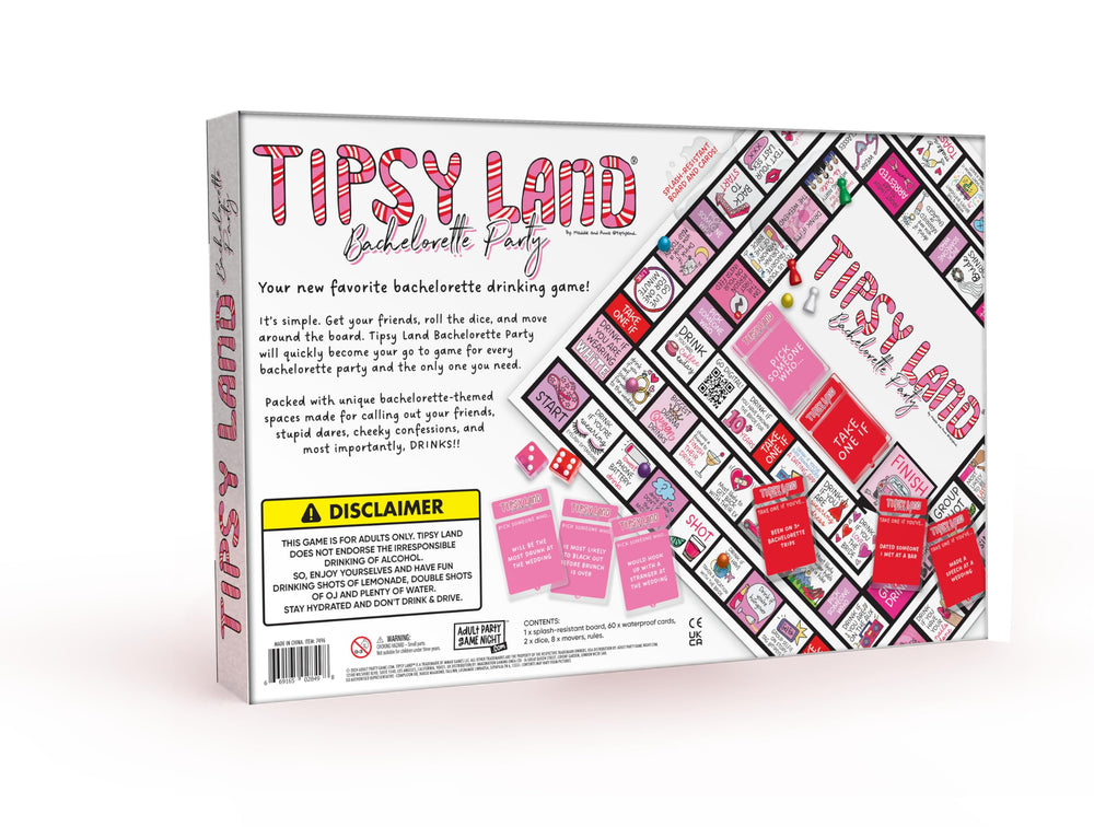 TIPSY LAND Bachelorette Edition night-in setup for gatherings.