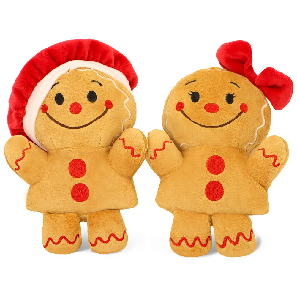 Tiralia gingerbread-man plush wearing a Santa hat, festive cuddle buddy for kids