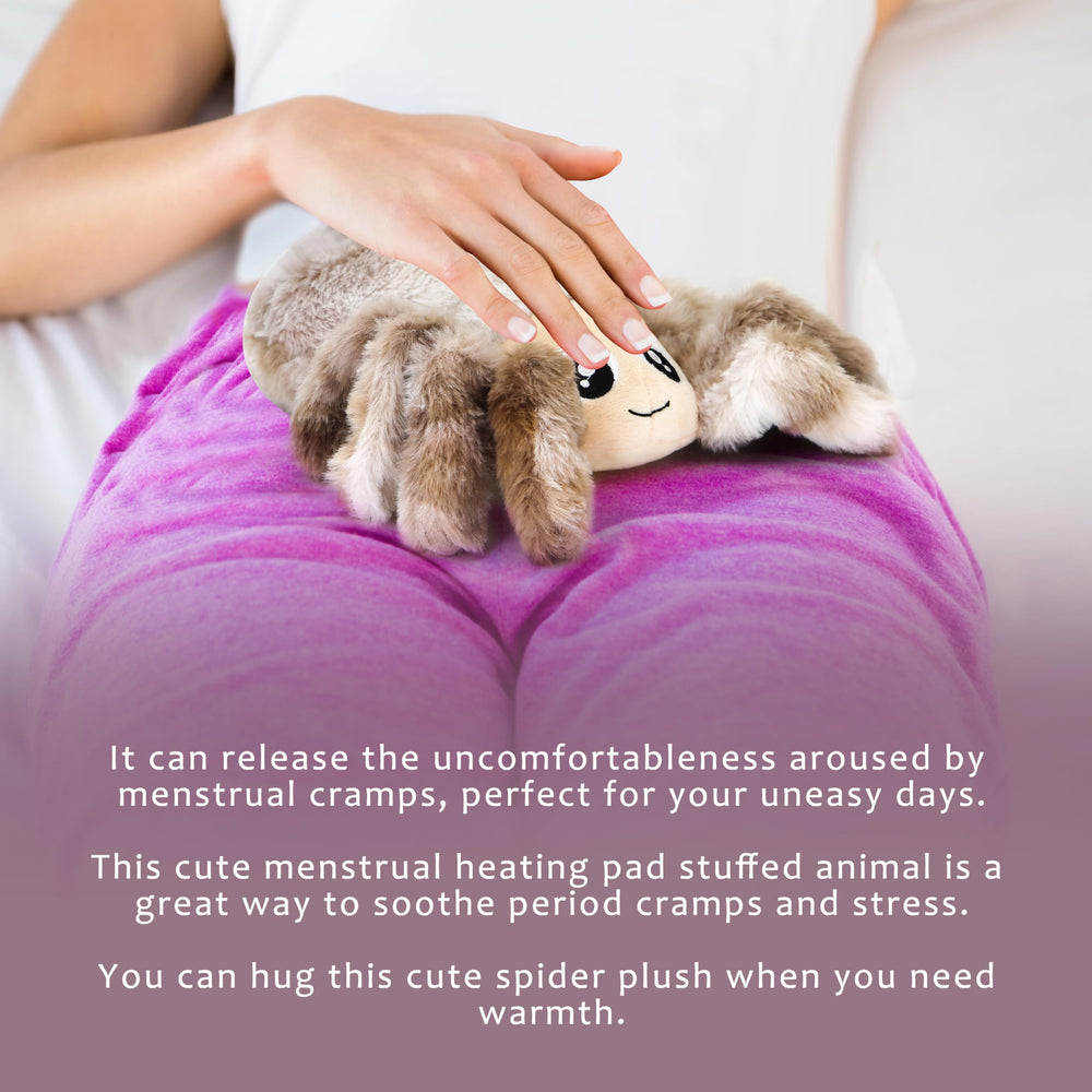 Tiralia spider plush heat helps with cramps and soreness.