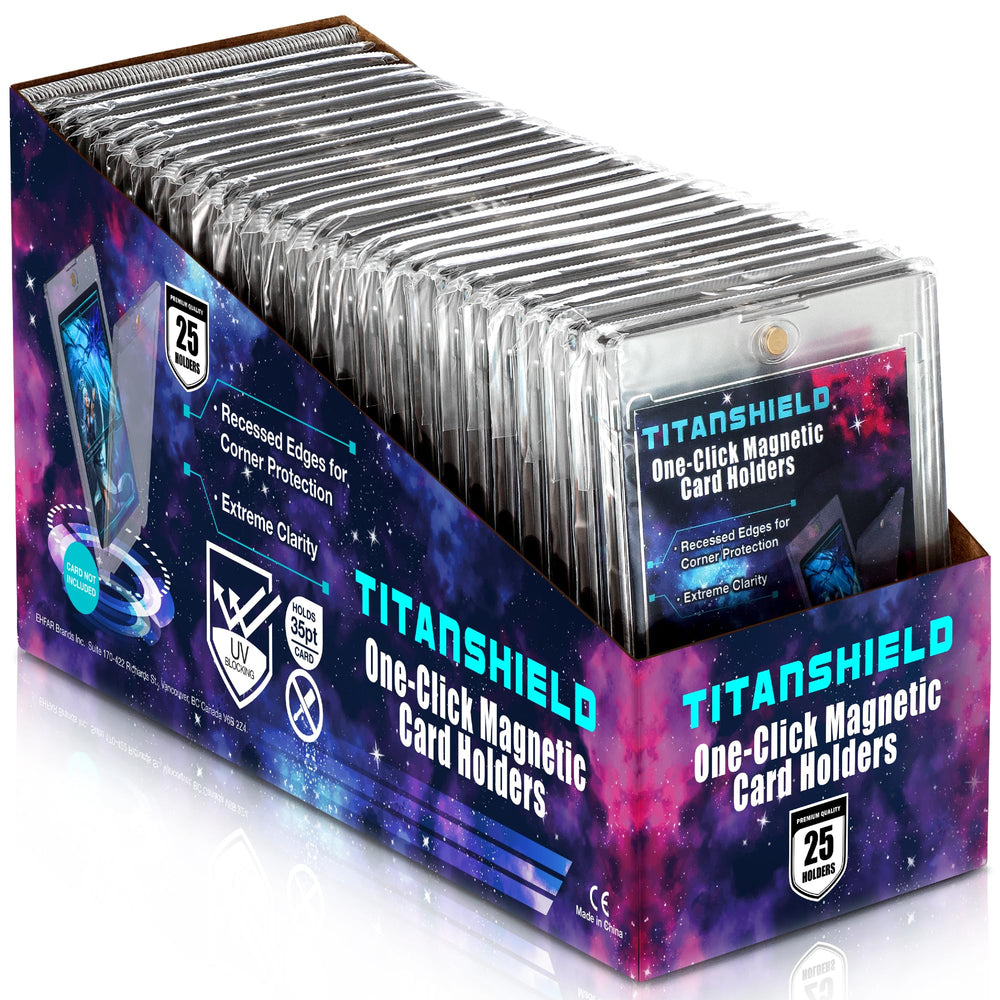 TitanShield 35PT One Click Holder displays Pokemon cards securely with compatible fit and display clarity.