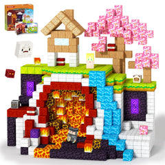 Titoclar magnetic blocks in a cherry blossom forest inspire imaginative play.