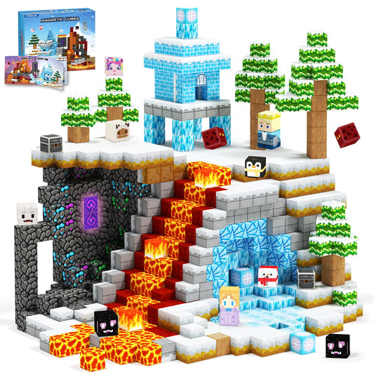 Titoclar Winter Blocks castle build demonstrates sturdy magnets for durable, imaginative play.
