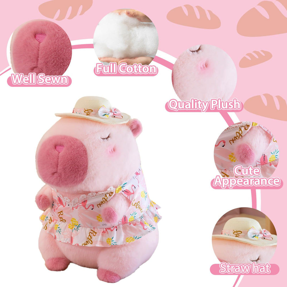 TITQWOP Pink Capybara Plush hugs a child for cozy play.