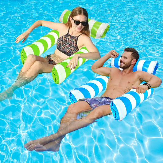 TIWISSES 2pack inflatable pool floats hammock for lounging in the sun.