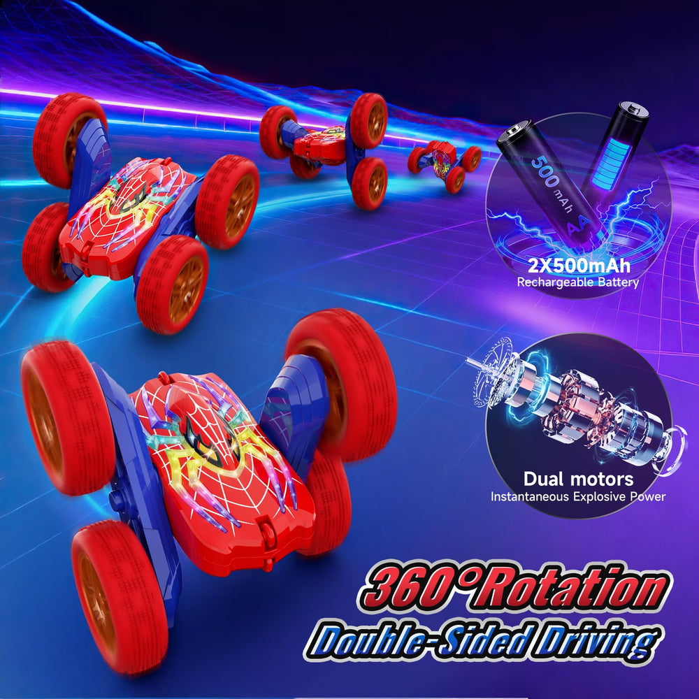 Tiyvnsi 4WD stunt car with durable golden wheels handles outdoor terrain.