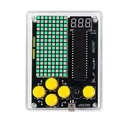TKXEC 7Retro Game Maker front view in green, ideal for hands-on soldering practice.