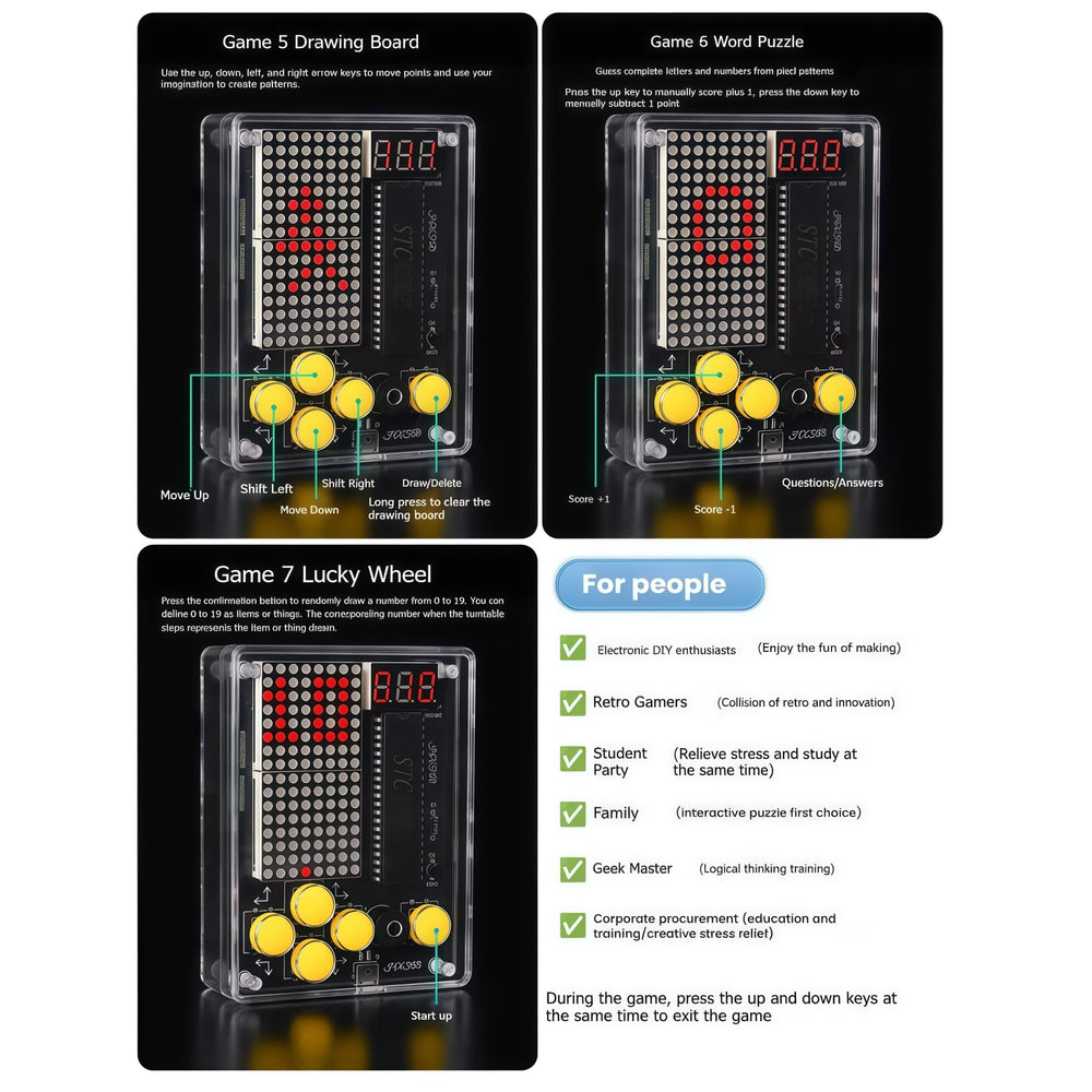 TKXEC handheld console, lit display, great for retro gaming sessions.