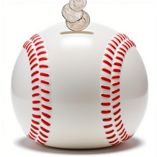 Tlence baseball piggy bank front view, 6.3-inch size ideal for kids saving