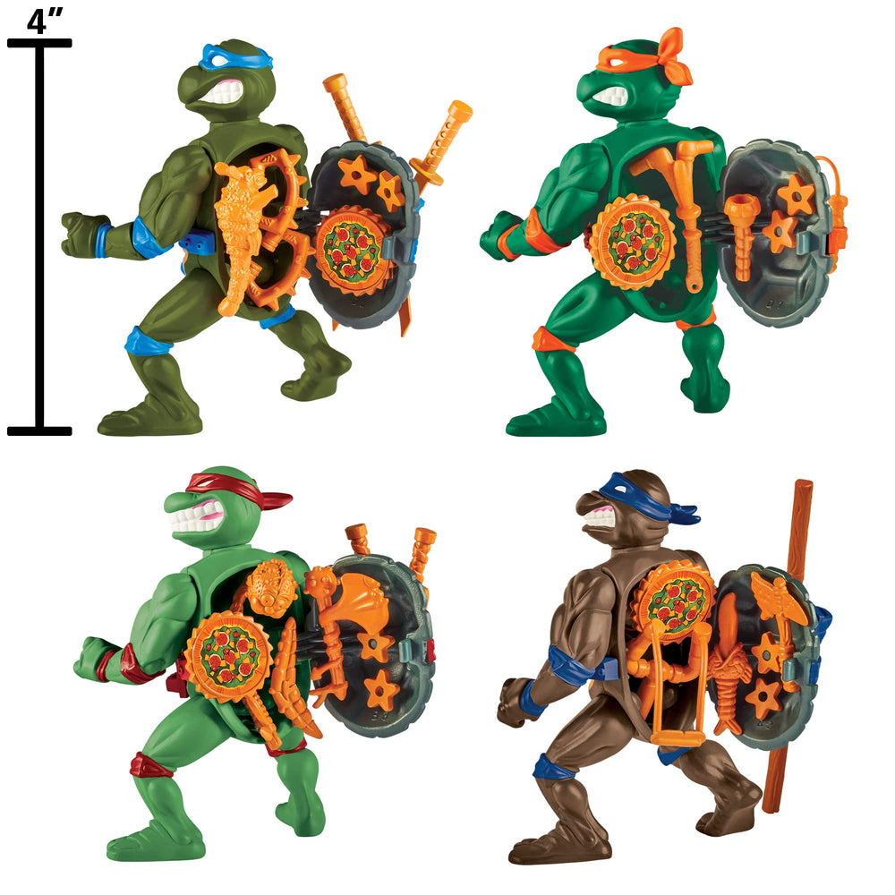 TMNT back-shell storage keeps accessories organized for quick reloading.