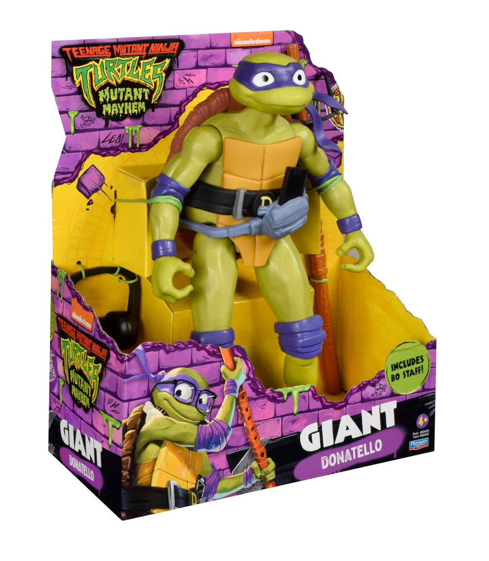 TMNT Donatello movie packaging open tray with bright branding.