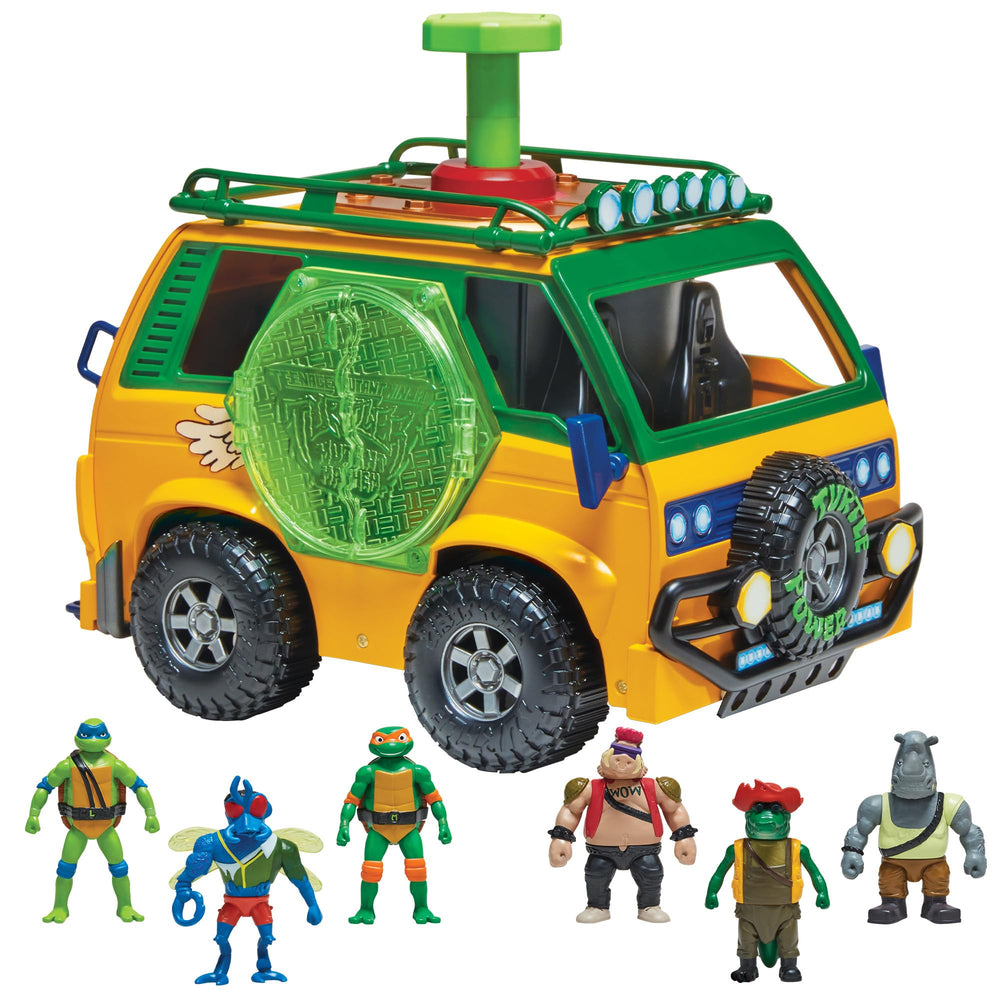 TMNT Mutation Station Pizza Van front view shows bold orange styling for dynamic play