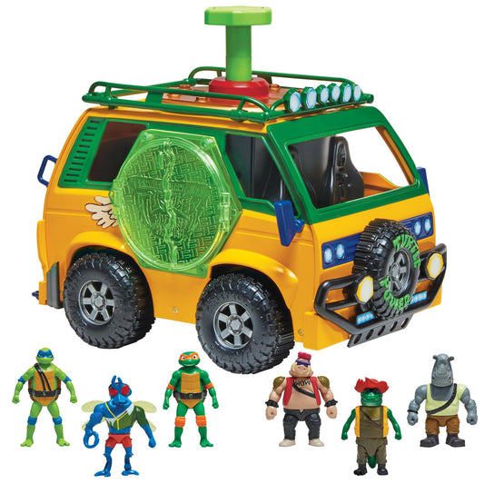 TMNT Mutation Station Pizza Van front view shows bold orange styling for dynamic play