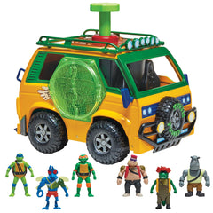 TMNT Mutation Station Pizza Van front view shows bold orange styling for dynamic play