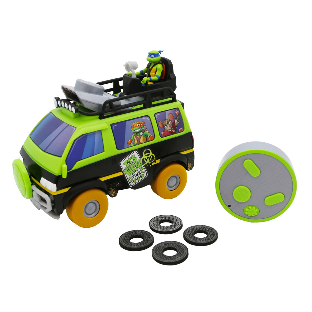 TMNT Tales Sewer Cap Striker RC car front view, ready for indoor action and imaginative play.