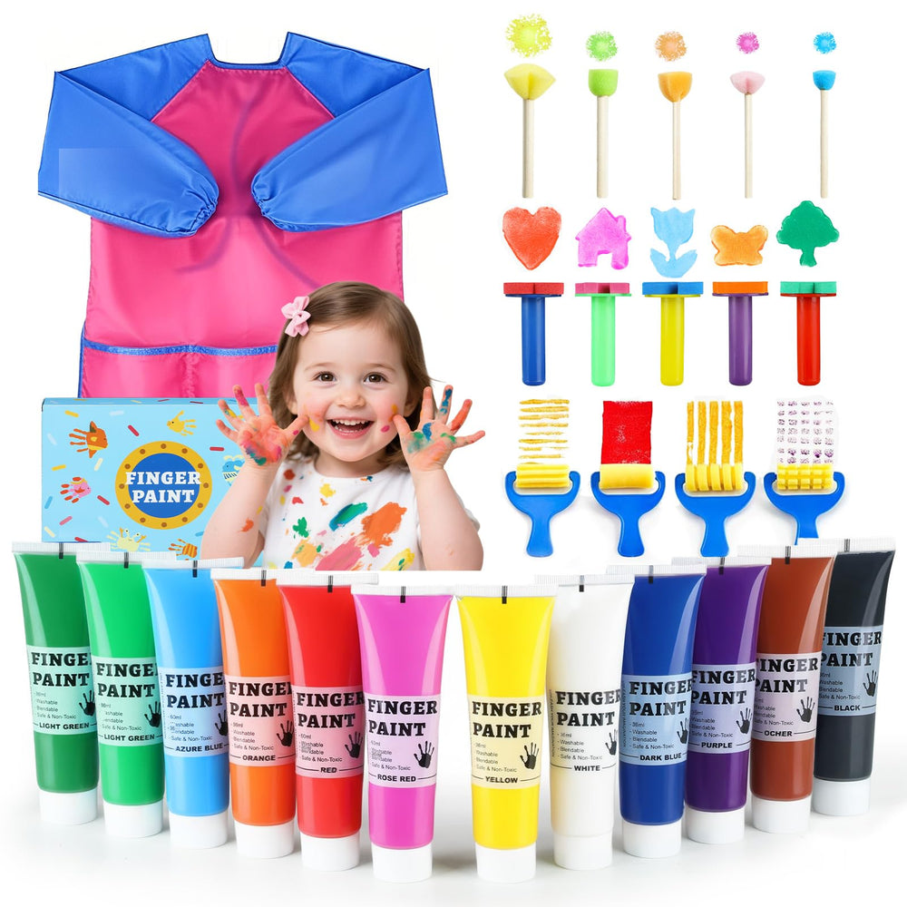 TMOL washable finger paint for toddlers with 12 colors for mess-free art.