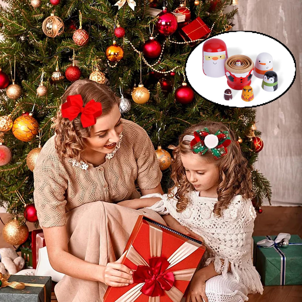 Tngan Christmas nesting dolls holiday table decor centerpiece