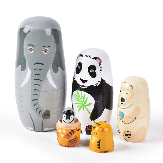 Tngan Nesting Dolls Elephant 6inch stacked for imaginative play and learning