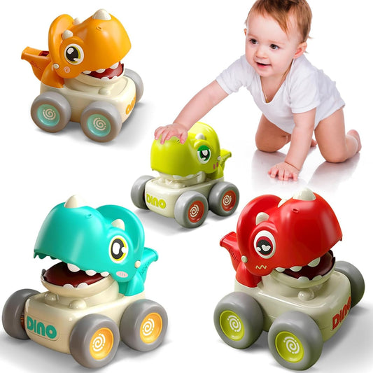 TnLoji Dinosaur Racing Cars front view shows safe materials for toddlers.