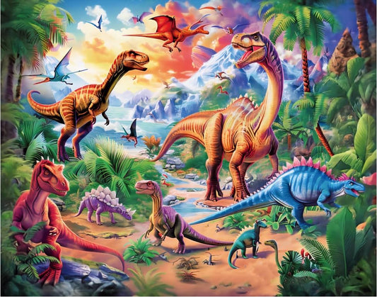 TOCHILD 100-piece dinosaur puzzle box for kids ages 4-10.