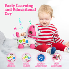 Toddlercley bilingual learning mode teaches songs numbers and letters in two languages.
