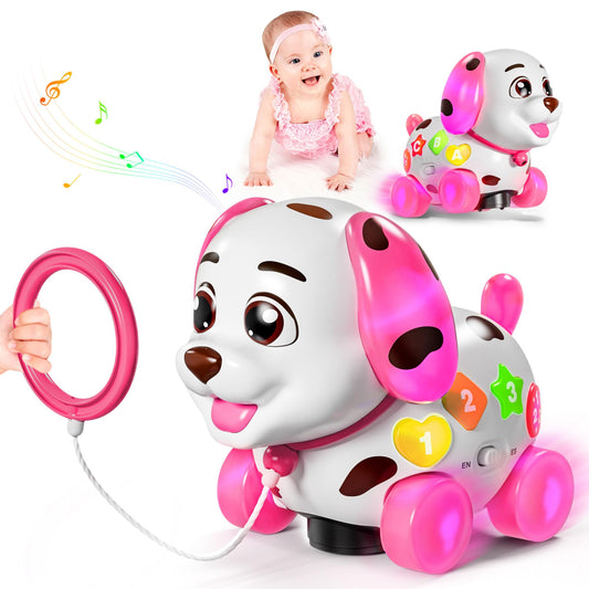 ToddlerCley musical puppy toy close-up buttons for early number and letter learning.