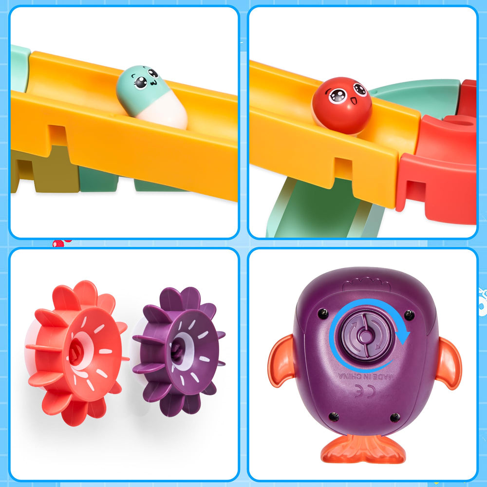 TOHIBEE suction cup spinners whirling under flowing water for excitement