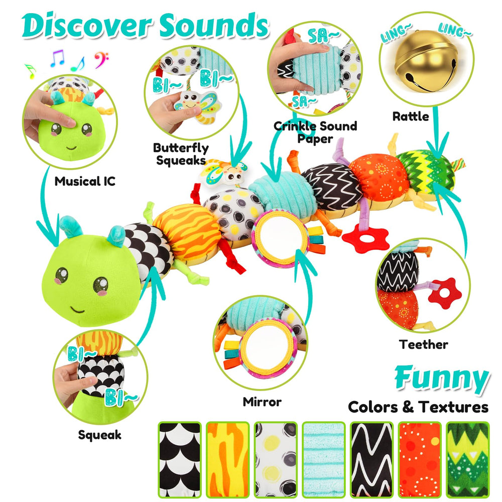 TOHIBEE tummy time toy with mirror encourages visual exploration during tummy time.