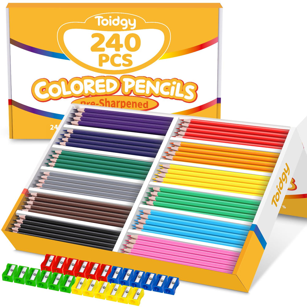 Toidgy 240-pack colored pencils bulk for classroom use with vibrant shading options.