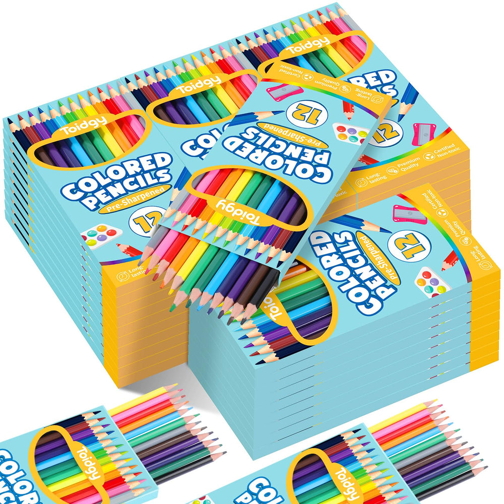 Toidgy 480-count colored pencils bulk set arranged in 40 packs for classroom art projects