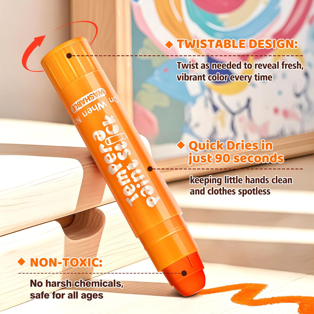 Toidgy Tempera Paint Sticks showcasing quick-drying colors for mess-free art.