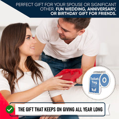 Toilet Tag at-home date night offering a simple way to spark conversation
